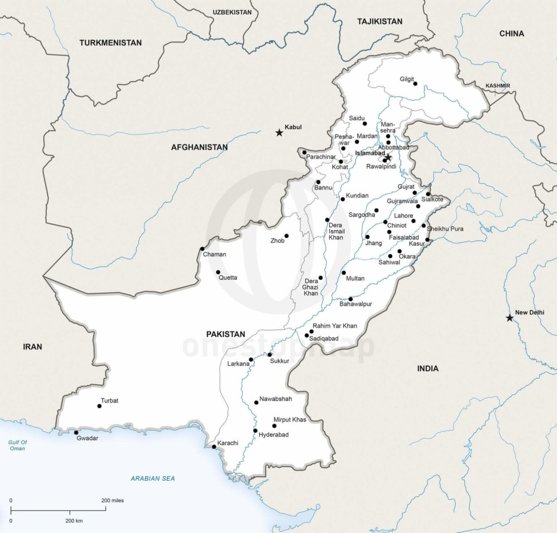 Free Vector Map Of Pakistan Outline One Stop Map