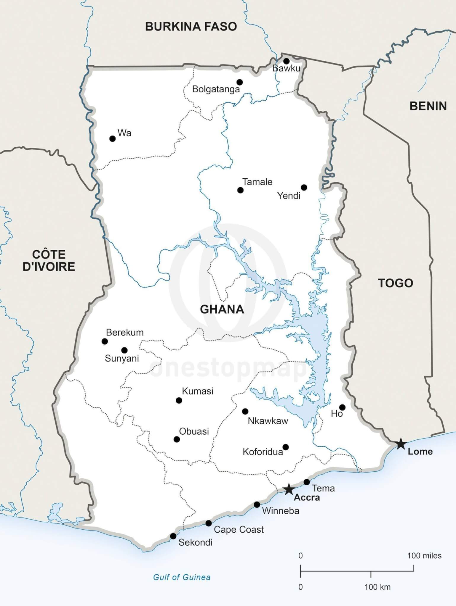 Ghana Political Map Vector Eps Maps Eps Illustrator Map Vector Maps