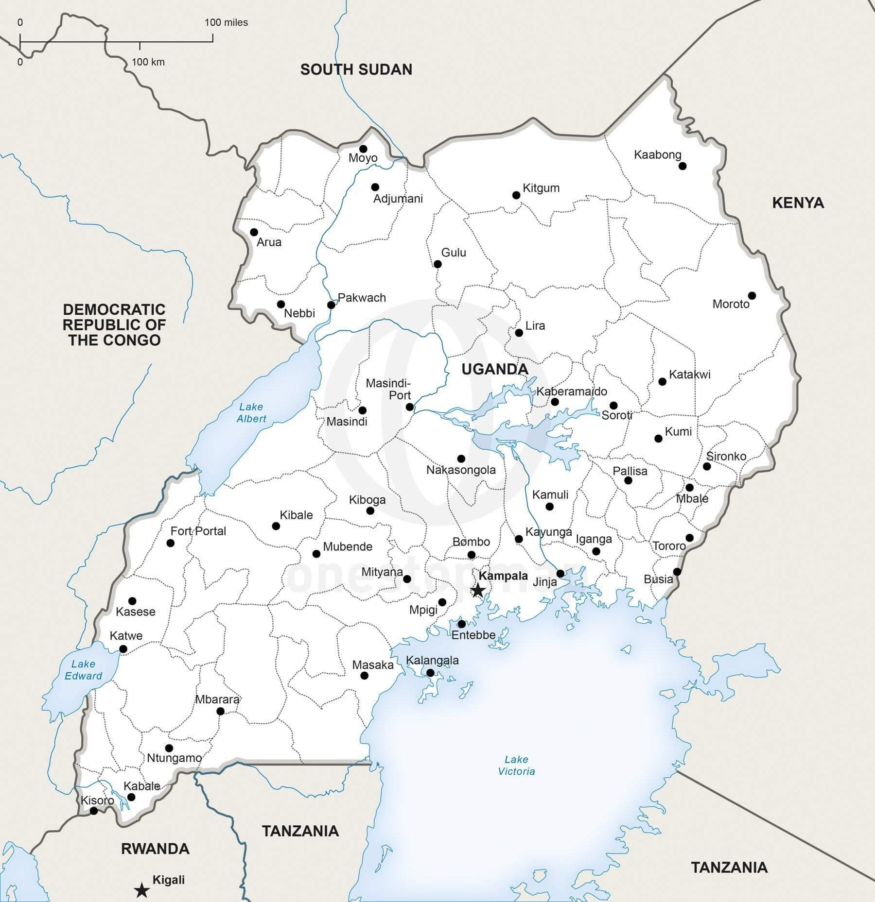 Uganda District Maps Map Of Uganda Showing The Regions Of The Country
