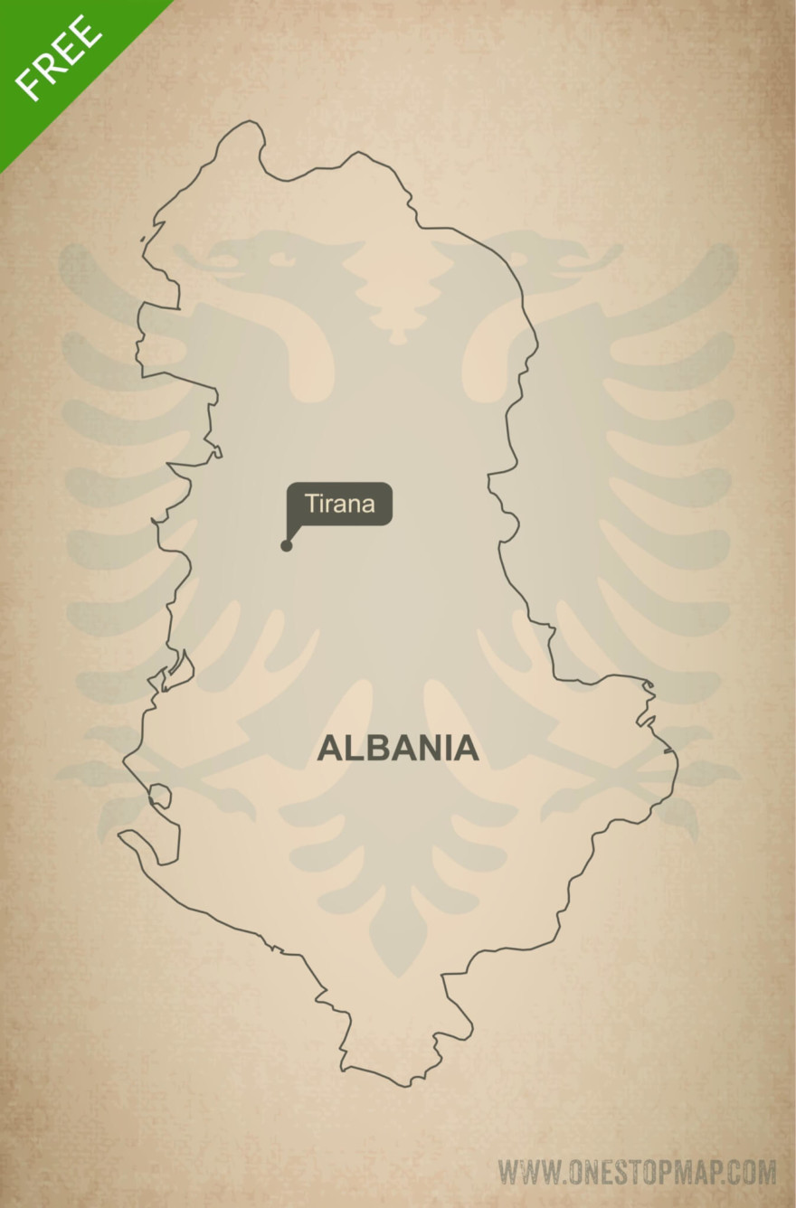 Free Vector Map Of Albania Outline One Stop Map