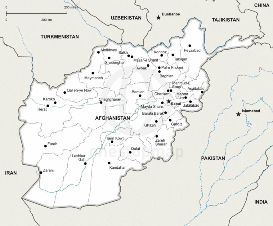 Free Vector Map of Afghanistan Outline | One Stop Map