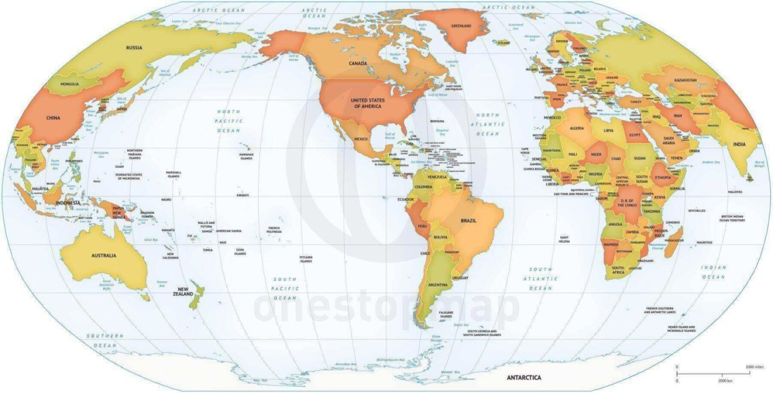 🌎 Vector Map World Robinson Asia-Australia | One Stop Map