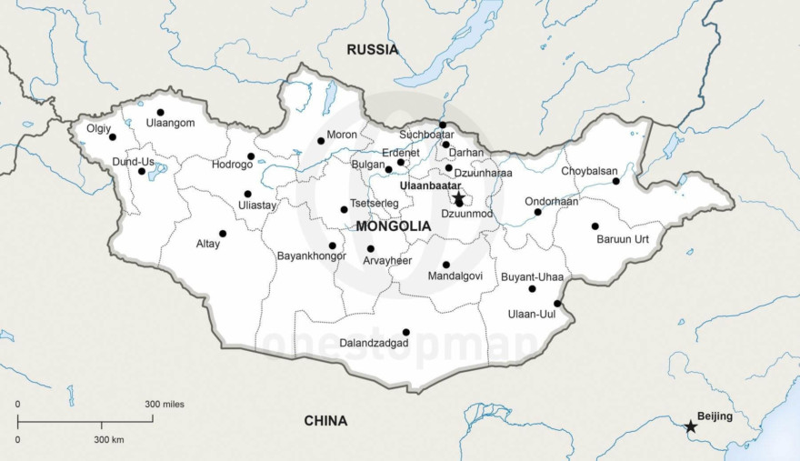 Free Vector Map Of Mongolia Outline One Stop Map   11 Map Mongolia Political 880x507 