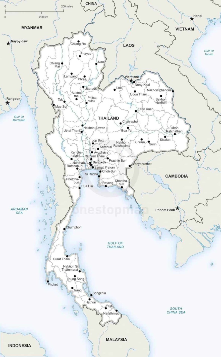 Free Vector Map of Thailand Outline | One Stop Map