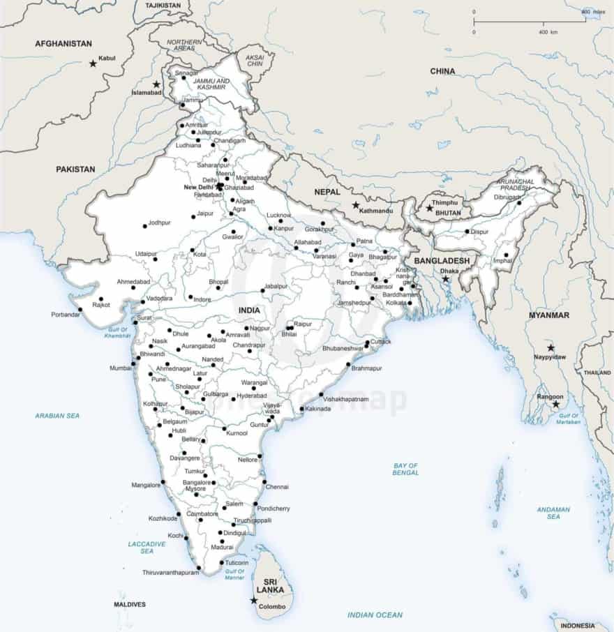 Vector Map Of India Political Sci Fi One Stop Map