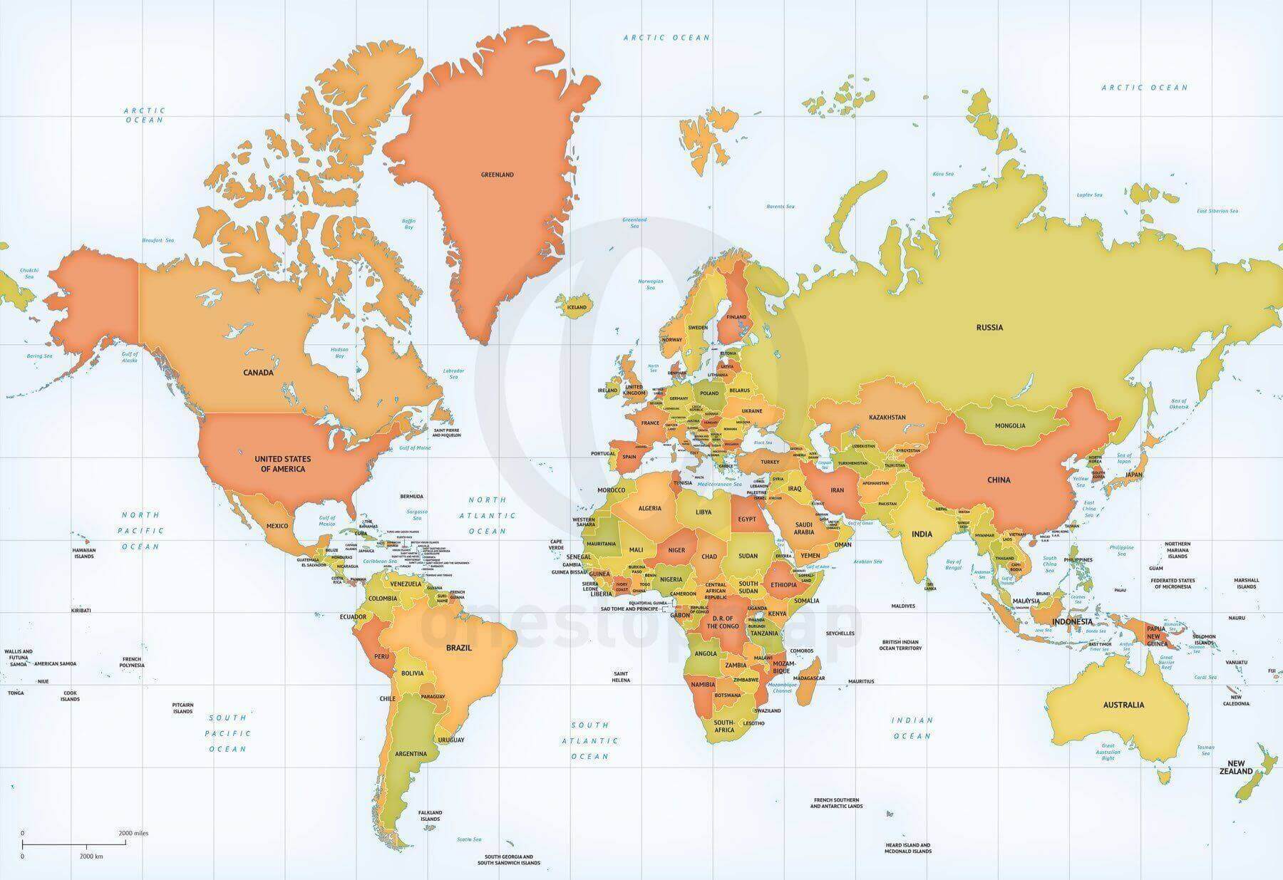 Vector Map World Mercator Europe Africa