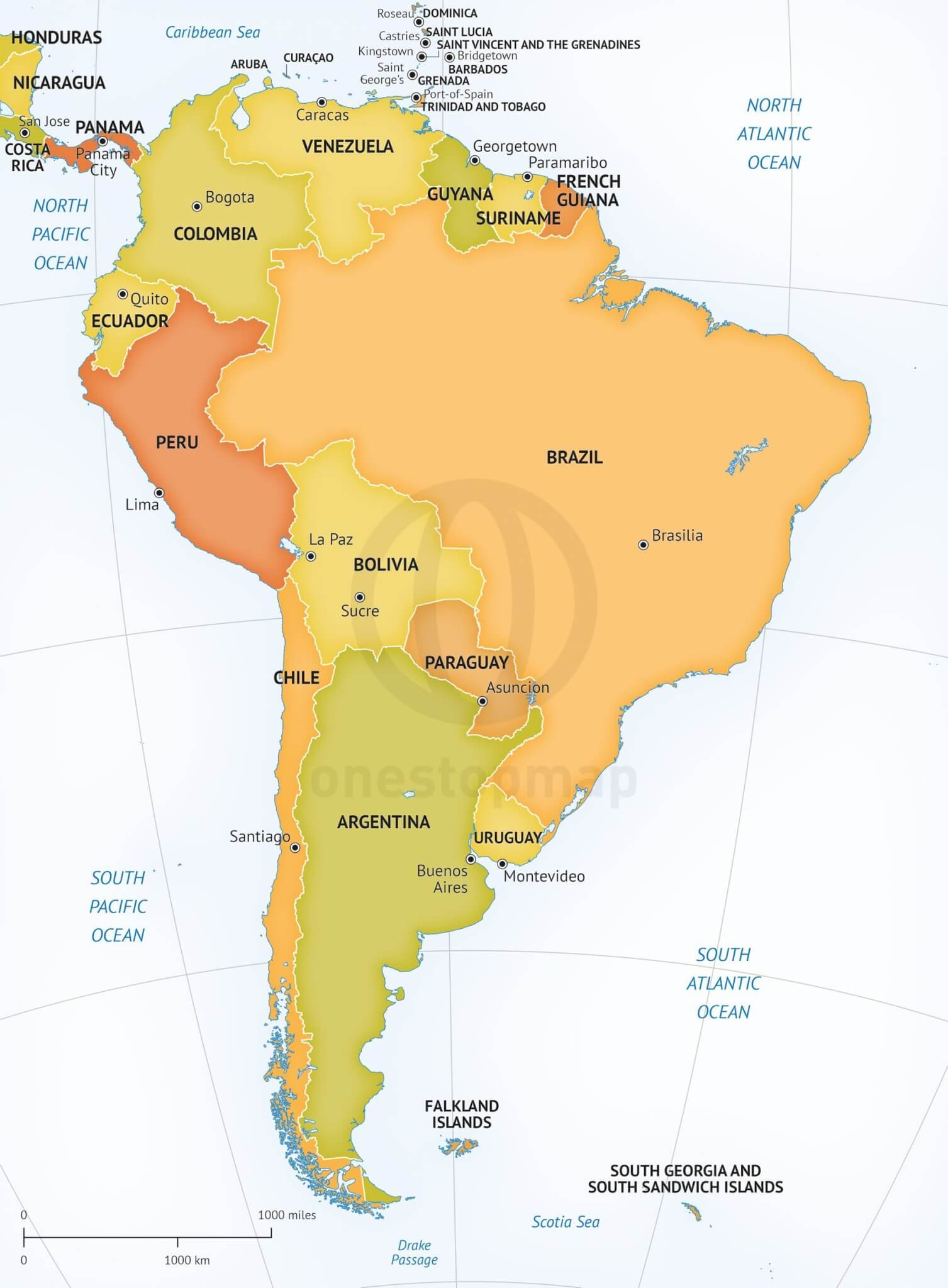 Vector Map of South America Political | One Stop Map