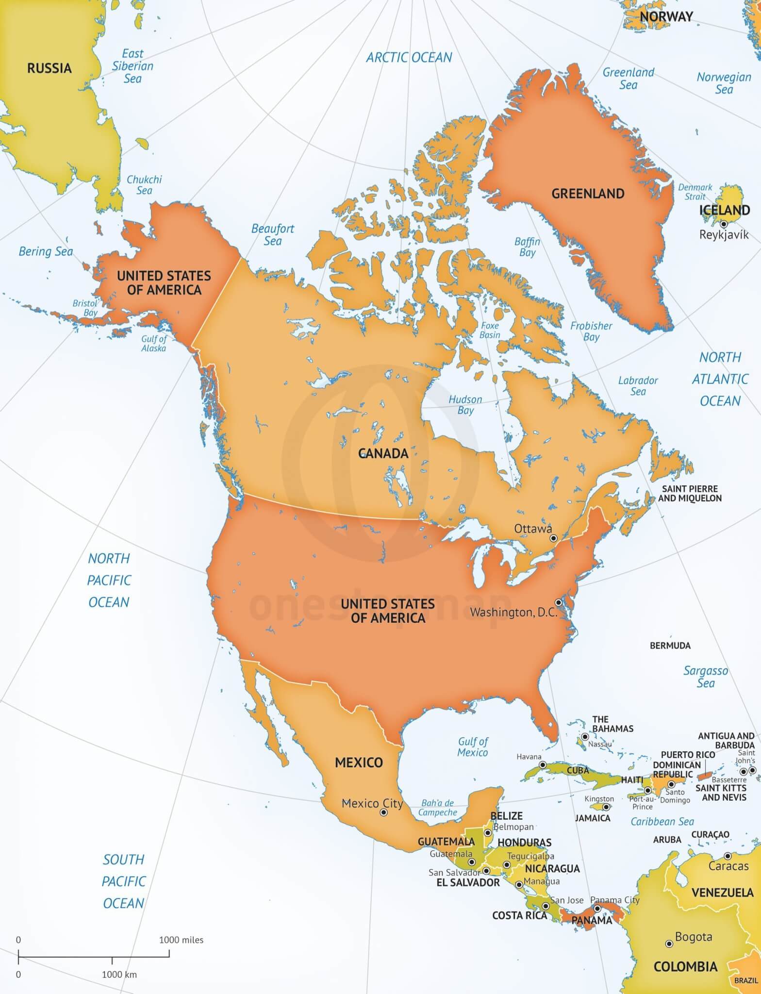 map-of-north-america-with-countries-and-capitals