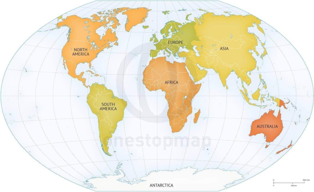 Vector Map World Relief Continents Political | One Stop Map