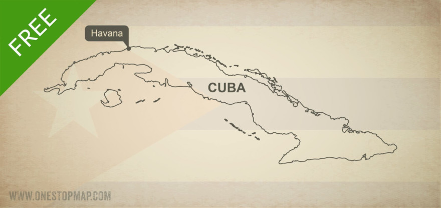 Free Vector Map Of Cuba Outline One Stop Map   161 Map Cuba Outline 880x415 