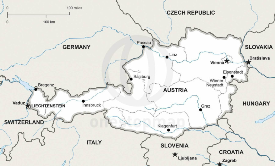 Free Vector Map of Austria Outline | One Stop Map