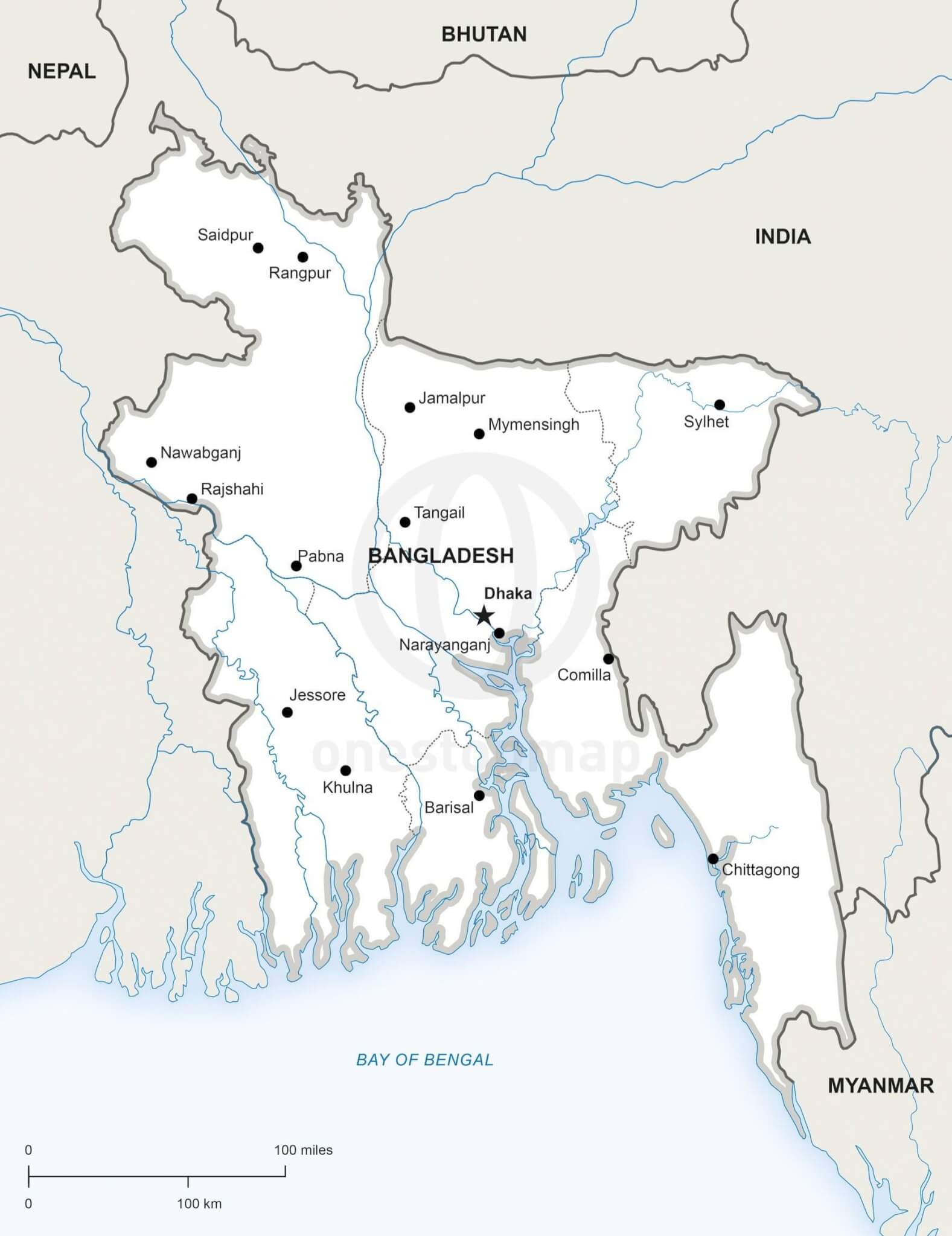 25 Map Bangladesh Political 