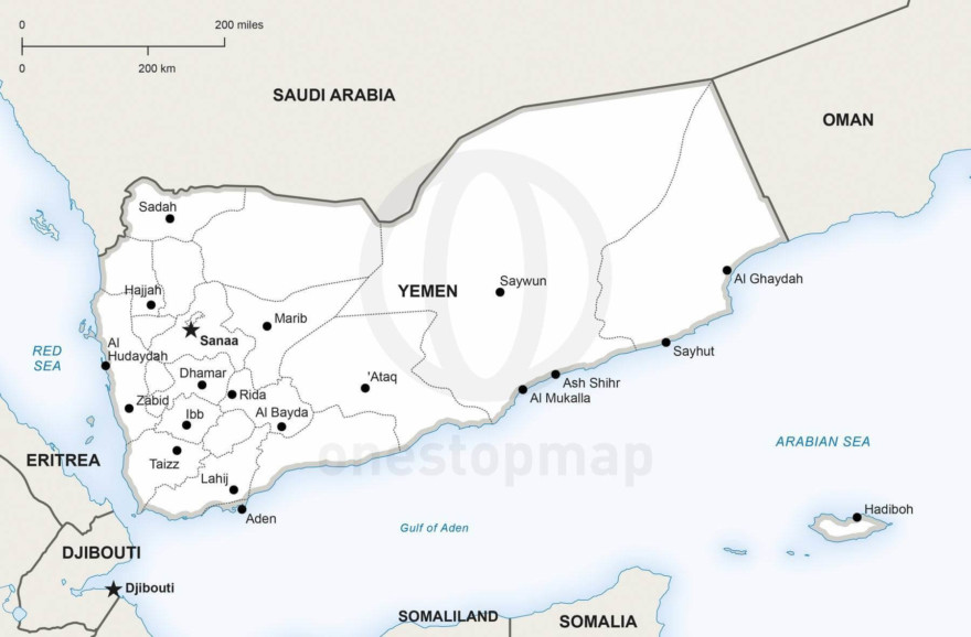 Vector Map of Yemen Political | One Stop Map