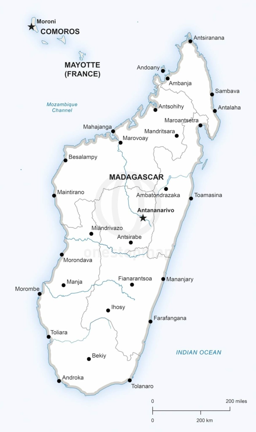 Free Vector Map Of Madagascar Outline One Stop Map