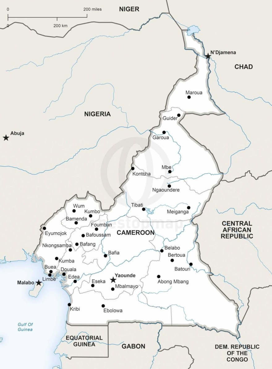 Free Vector Map Of Cameroon Outline One Stop Map 