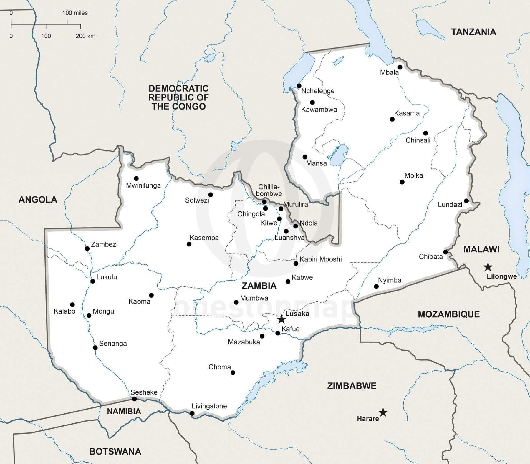 60 Map Zambia Political 