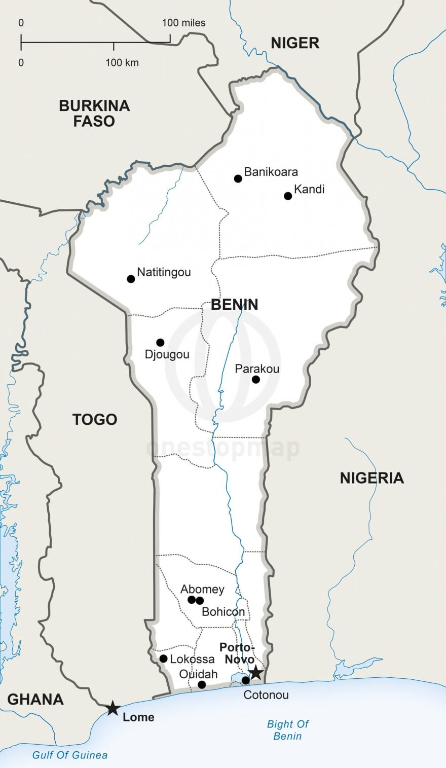 Free Vector Map of Benin Outline | One Stop Map