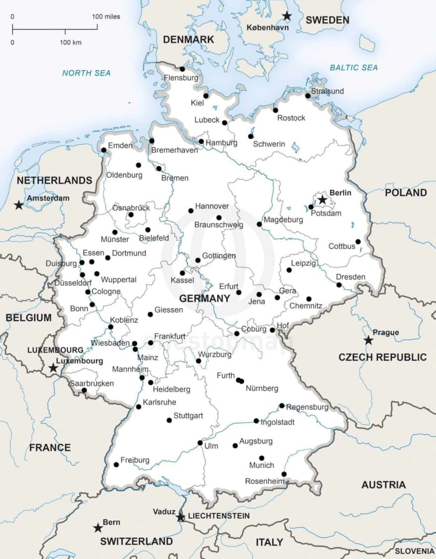 Free Vector Map of Germany Outline | One Stop Map