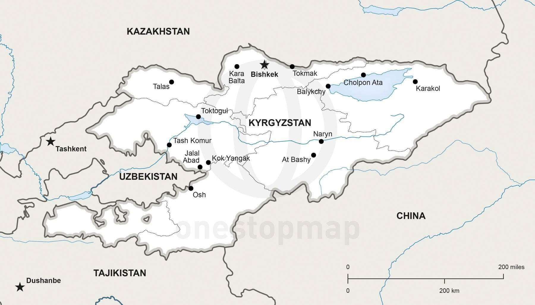 85 map kyrgyzstan political
