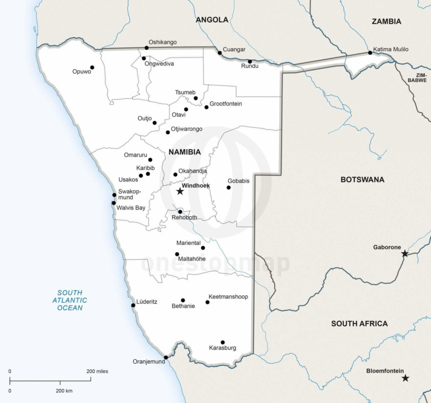 Free Vector Map of Namibia Outline | One Stop Map