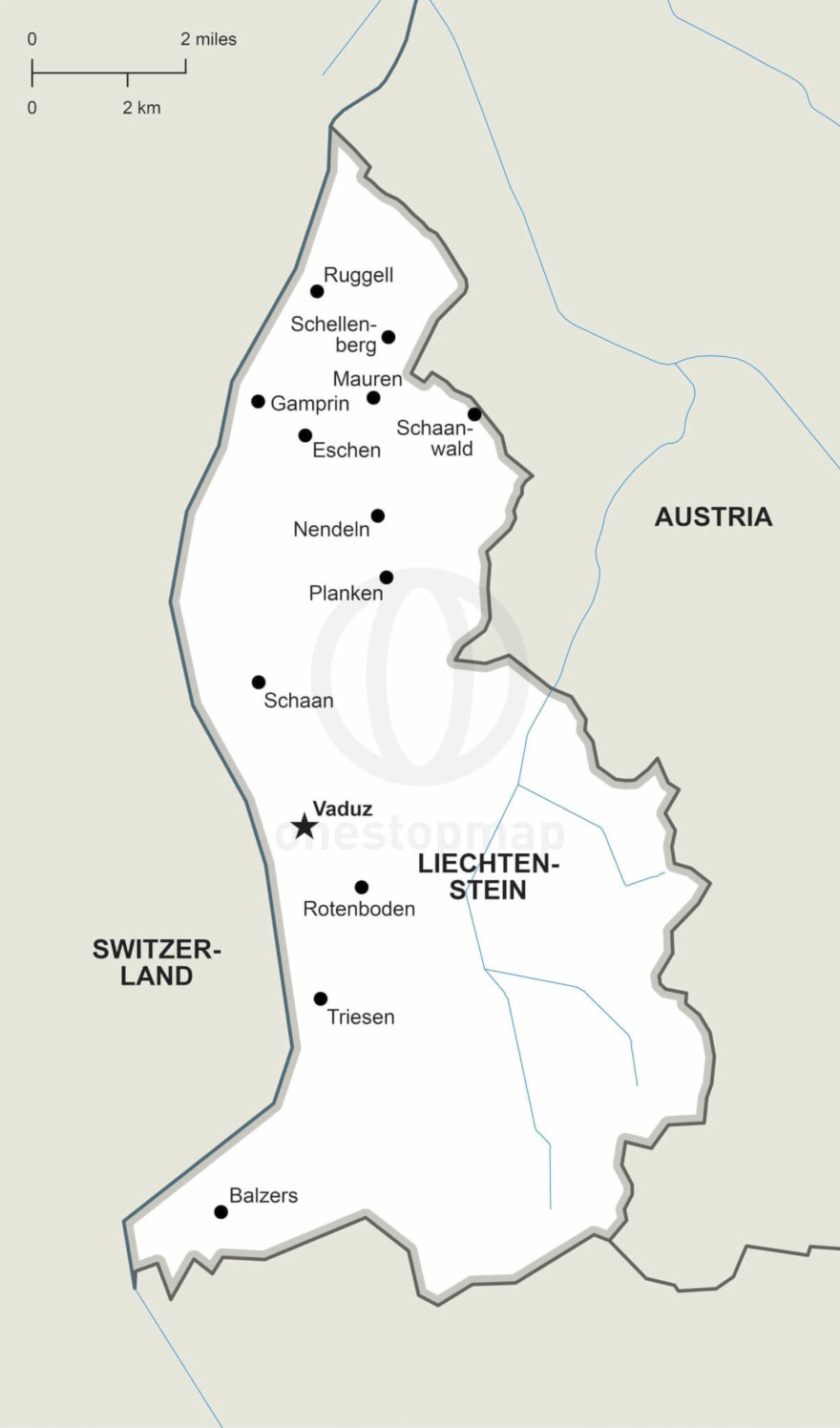 Free Vector Map of Liechtenstein Outline | One Stop Map