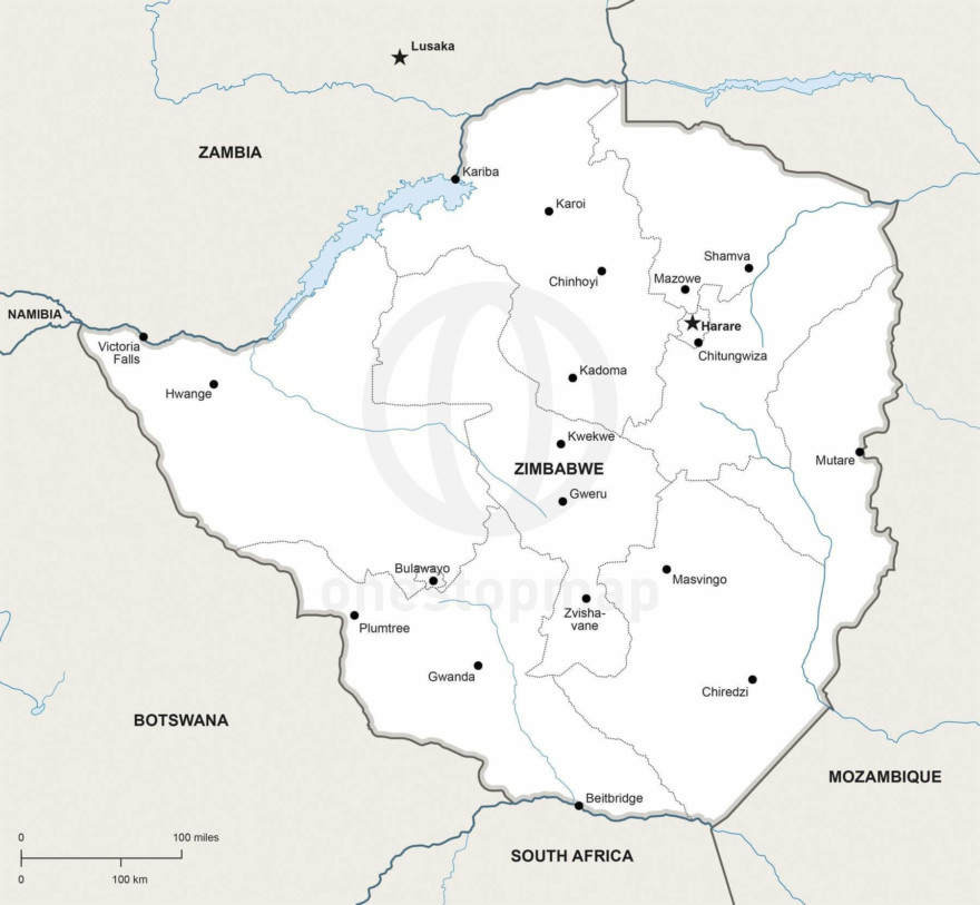 Free Vector Map of Zimbabwe Outline | One Stop Map