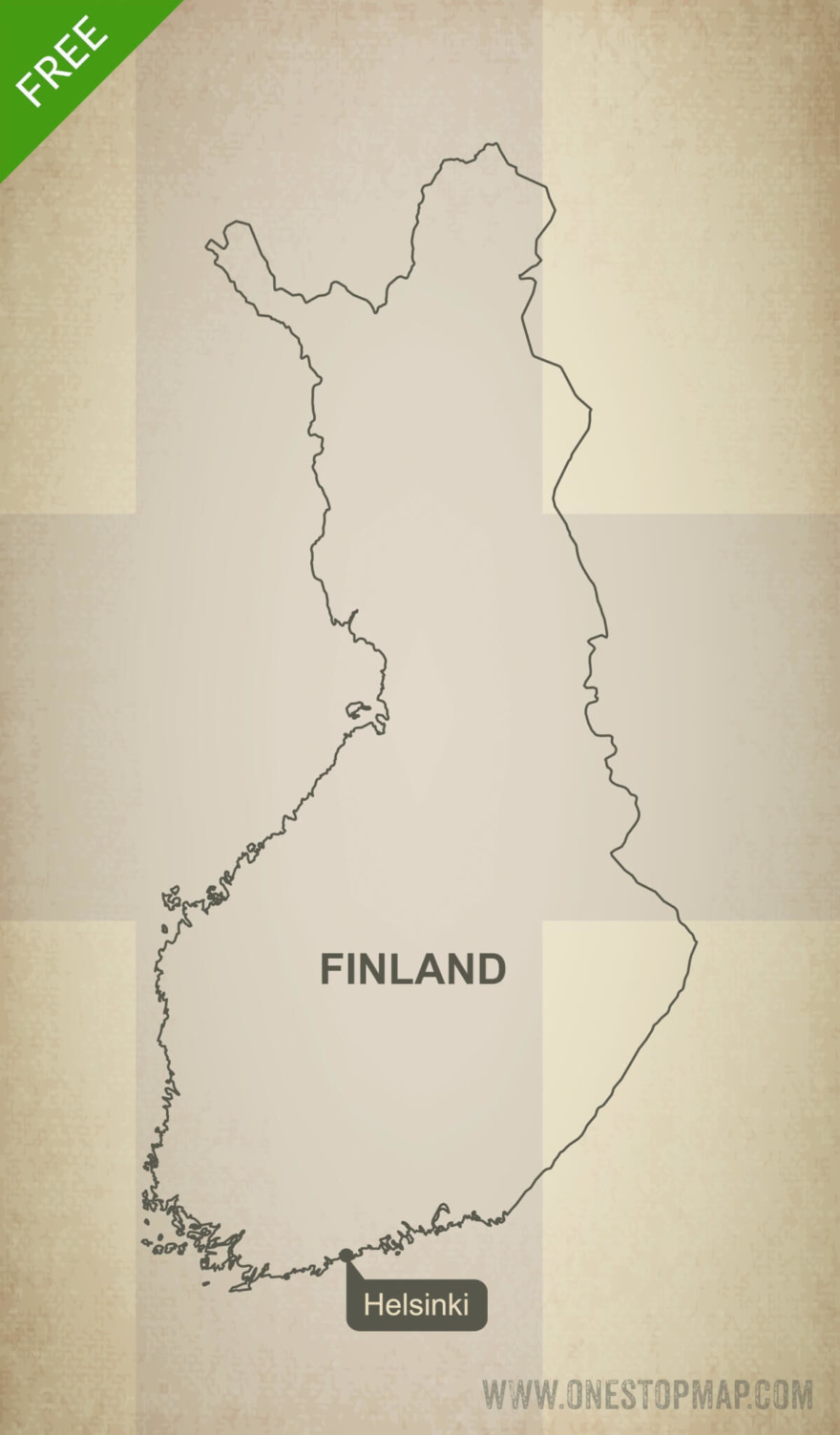 Free Vector Map Of Finland Outline One Stop Map   257 Map Finland Outline 880x1503 