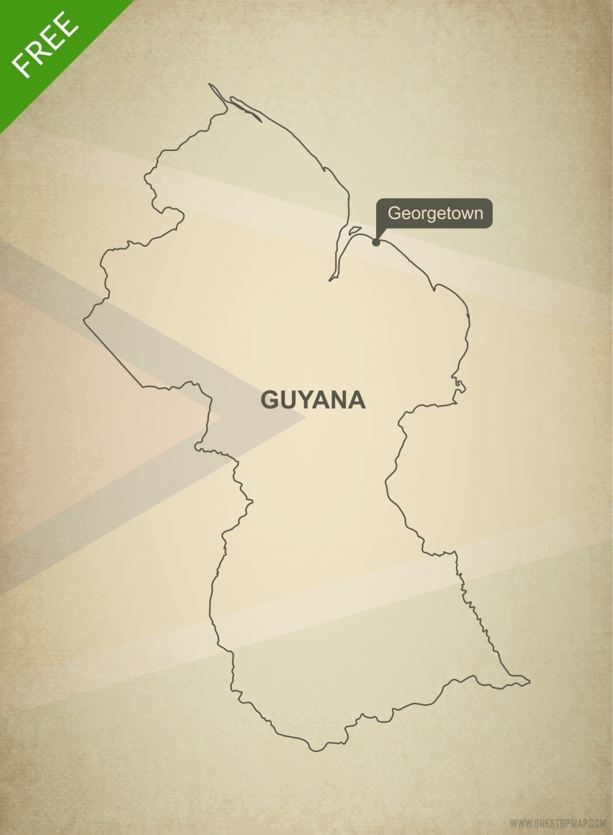 Guyana Presentation Map Vector Maps Images And Photos Finder   285 Map Guyana Outline 882x1200 