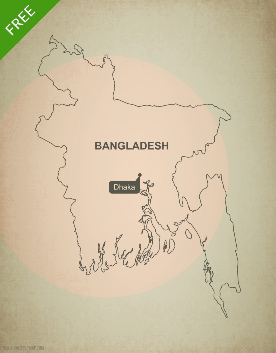Download Free Vector Map of Bangladesh Outline | One Stop Map