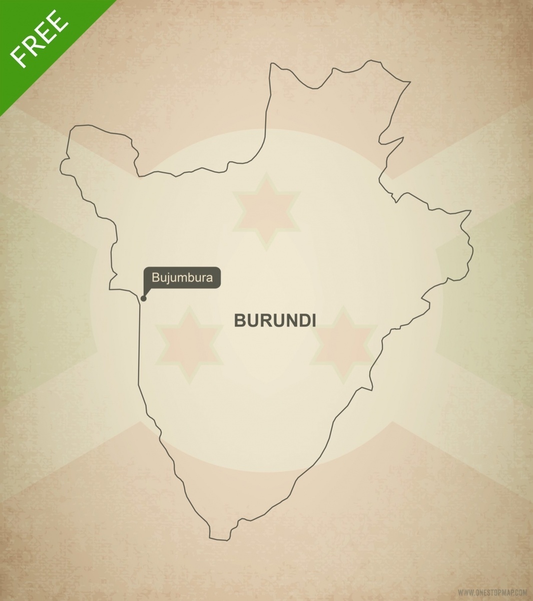 Free Vector Map of Burundi Outline | One Stop Map