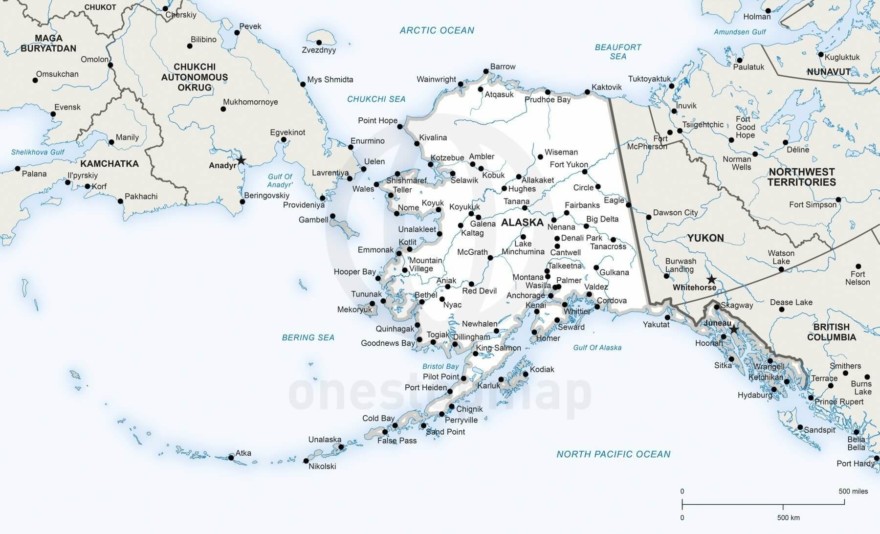 Vector Map of Alaska Political | One Stop Map