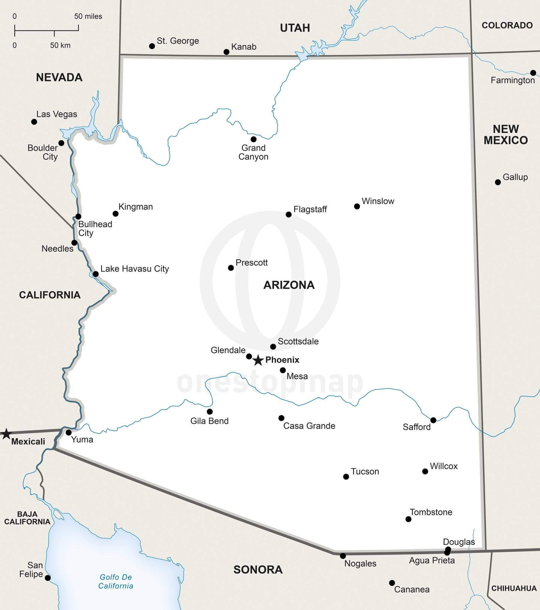 Arizona County Map With Cities Printable