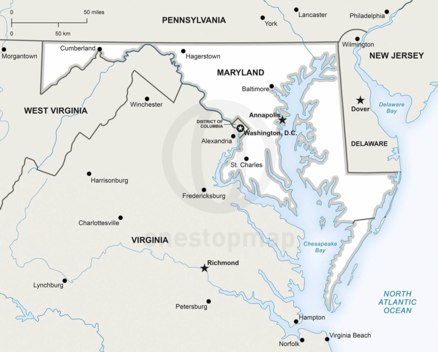 Vector Map of Maryland political | One Stop Map