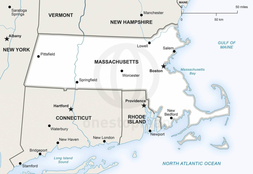 Free vector map of Massachusetts outline | One Stop Map