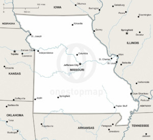 Vector Map of Missouri political | One Stop Map