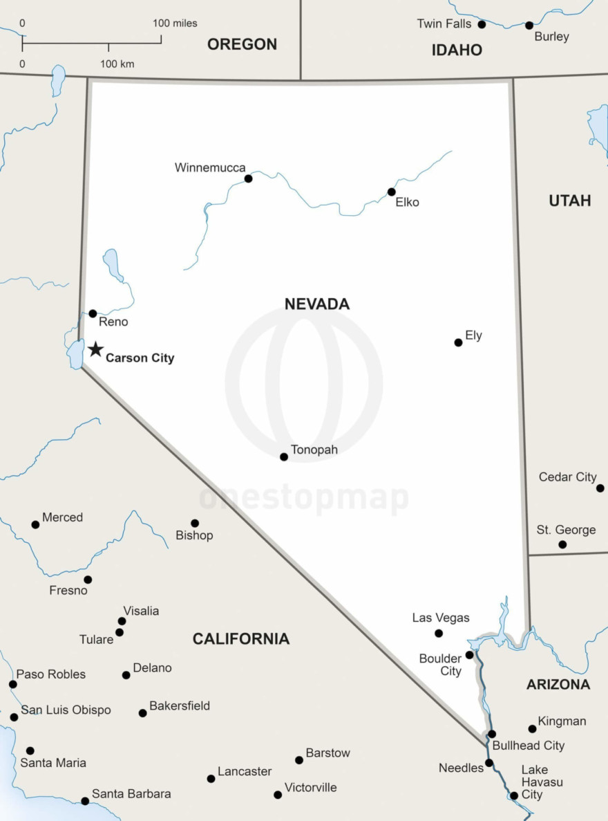 Free vector map of Nevada outline | One Stop Map