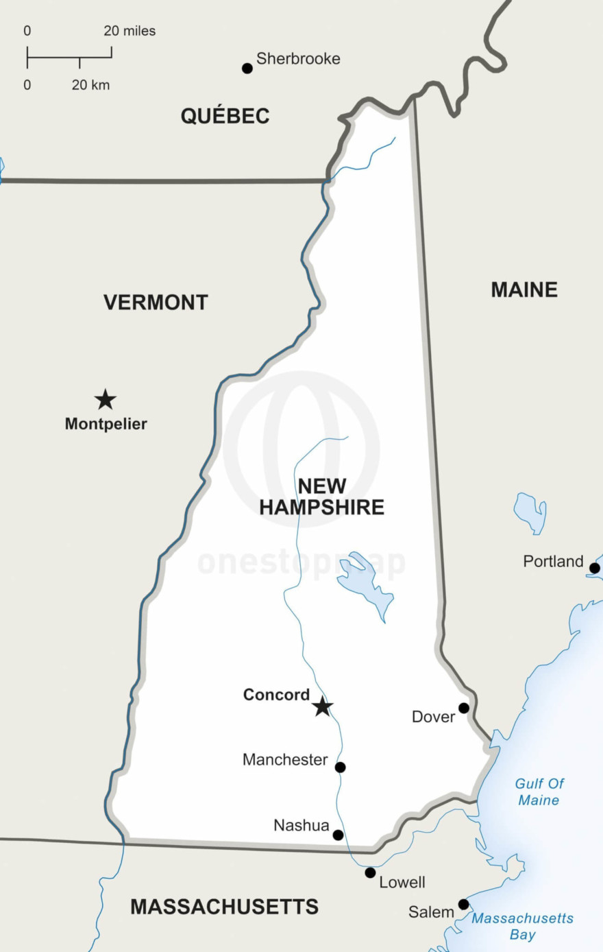 Vector Map of New Hampshire political | One Stop Map