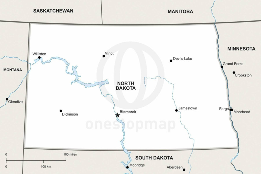 Vector Map of North Dakota political | One Stop Map