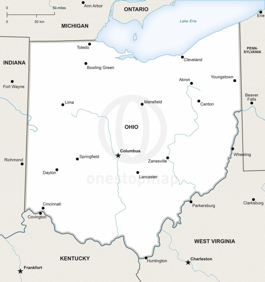 Free vector map of Ohio outline | One Stop Map