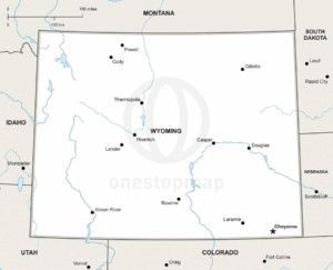 Vector Map Of Wyoming Political One Stop Map   368 Map Wyoming Political 300x243 