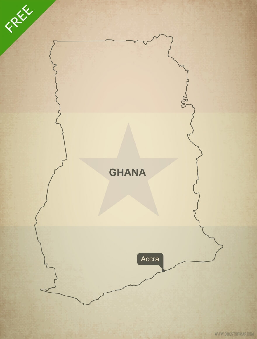 Free Vector Map Of Ghana Outline One Stop Map