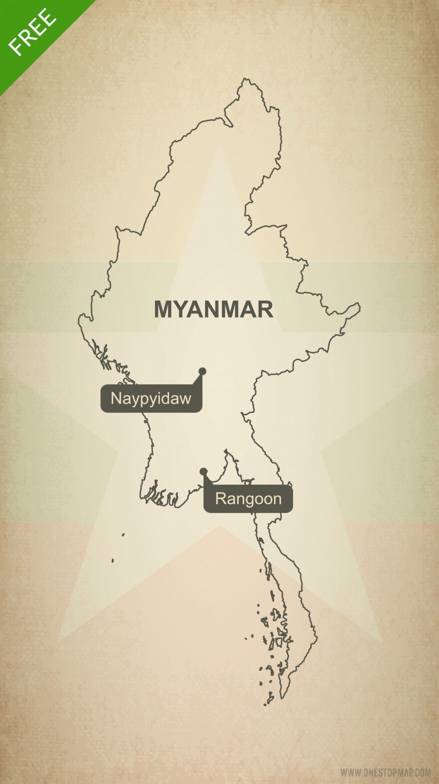 Vector Map of Myanmar political | One Stop Map