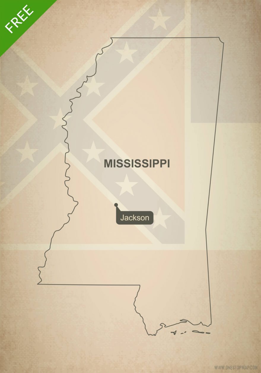 Vector Map of Mississippi political | One Stop Map