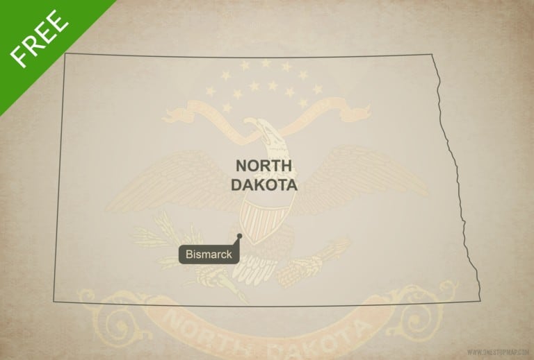 Free blank outline map of the U.S. state of North Dakota