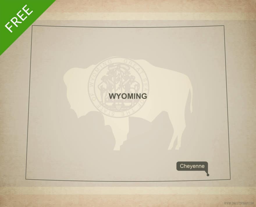 Vector Map Of Wyoming Political One Stop Map   543 Onestopmap Wyoming Outline 880x714 