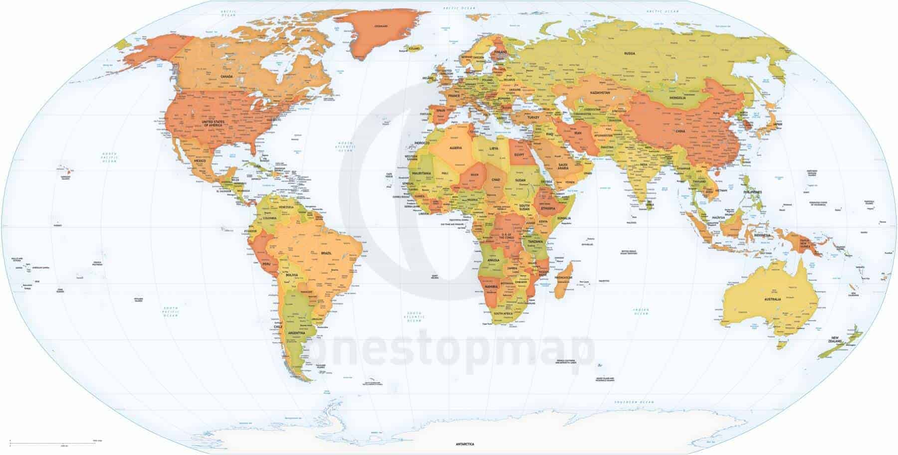 Detailed World Map Robinson Europe-Africa | One Stop Map