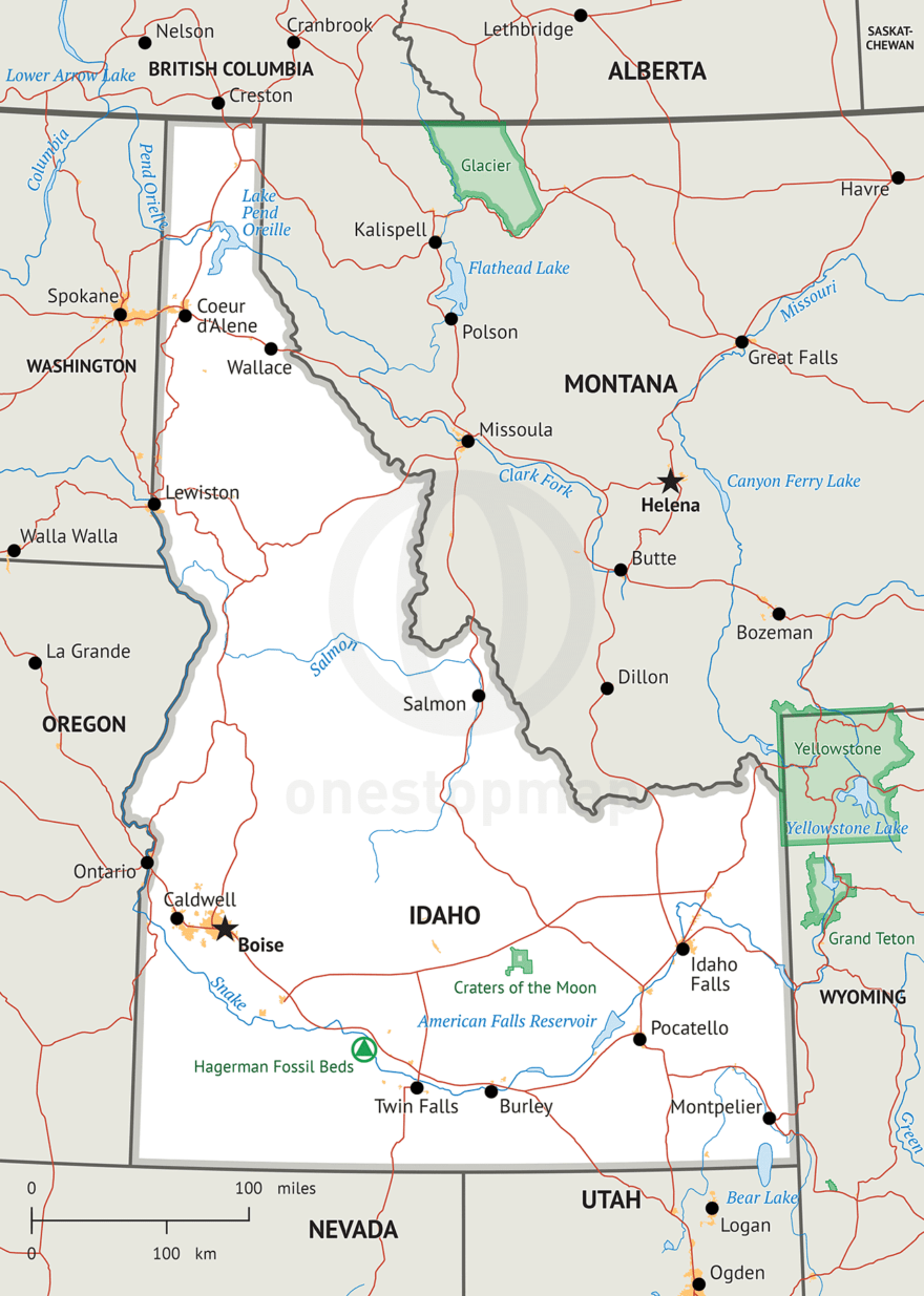 Vector Map of Idaho political | One Stop Map