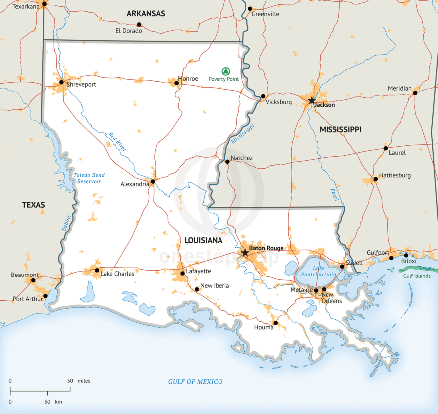 Free Vector Map Of Lousiana Outline One Stop Map   668 Louisiana Plus Vm Usla J Rl2x 1 880x831 