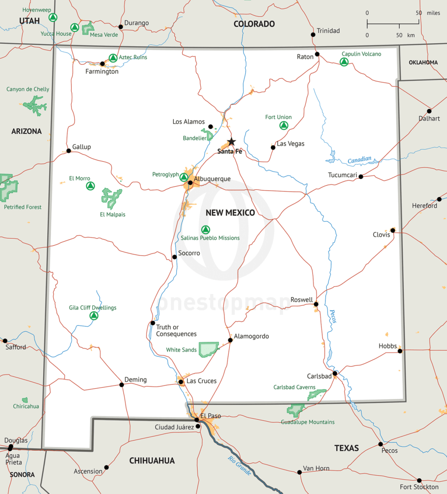 Vector Map of New Mexico political | One Stop Map