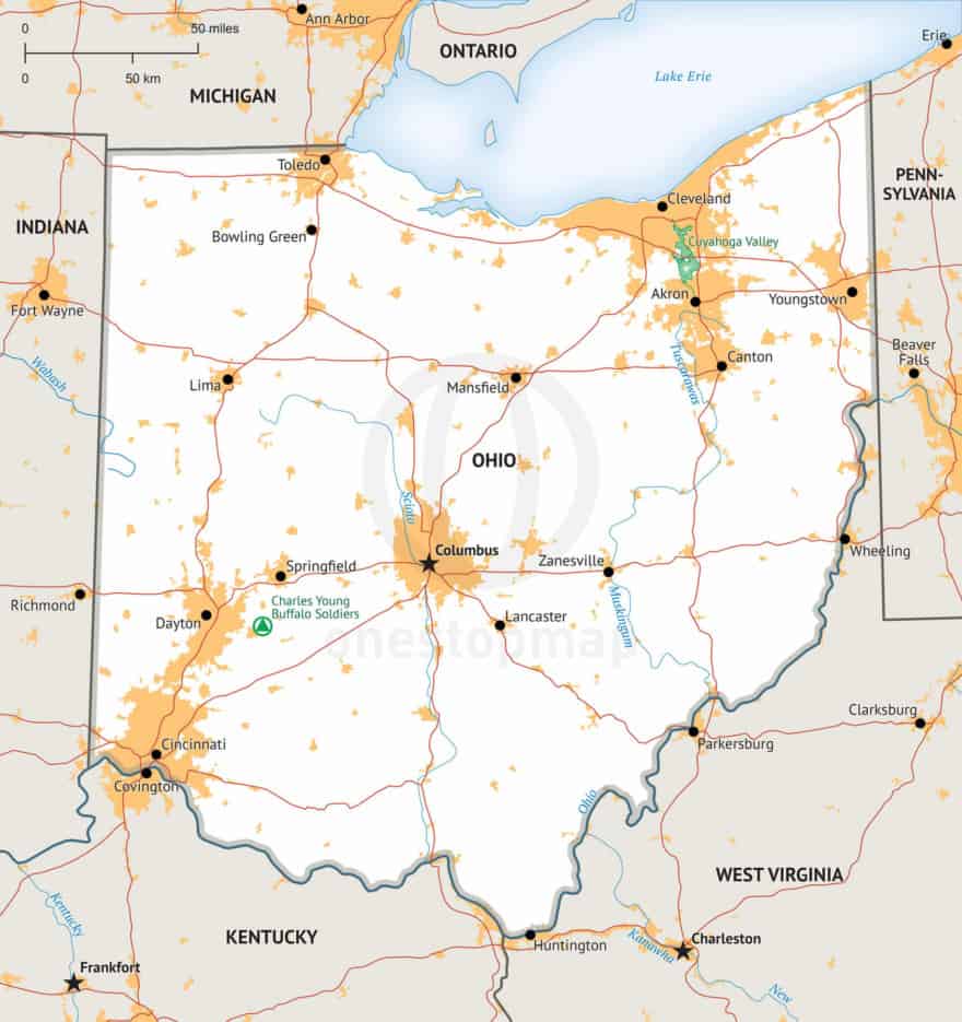 Free vector map of Ohio outline | One Stop Map